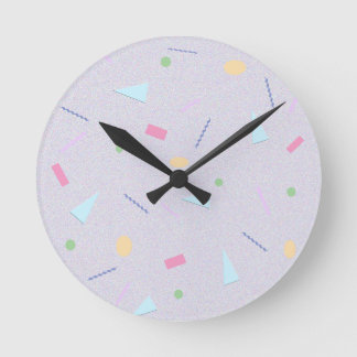 Pale Purple 80s Geometric Print Wall Clock