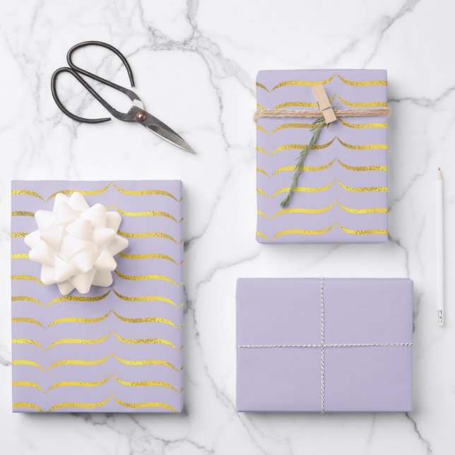 Pale Purple and Gold      Wrapping Paper Sheets (Front)