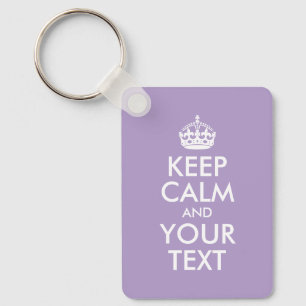 Pale Purple and White Keep Calm Parody Keychain