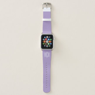 Pale Purple and White Three Letter Monogram Apple Watch Band