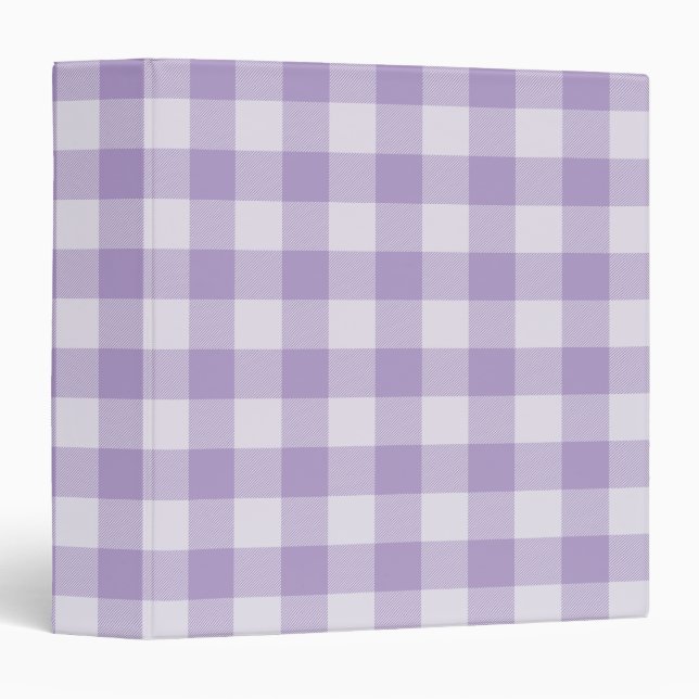 Pale Purple Buffalo Plaid Gingham 3 Ring Binder (Front/Spine)