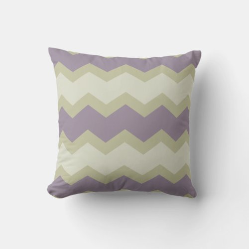 Pale Purple cream Green Zigzag Pattern Throw Pillow