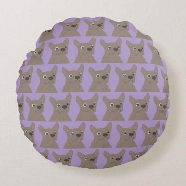 Pale Purple Dog Round Pillow (Front)