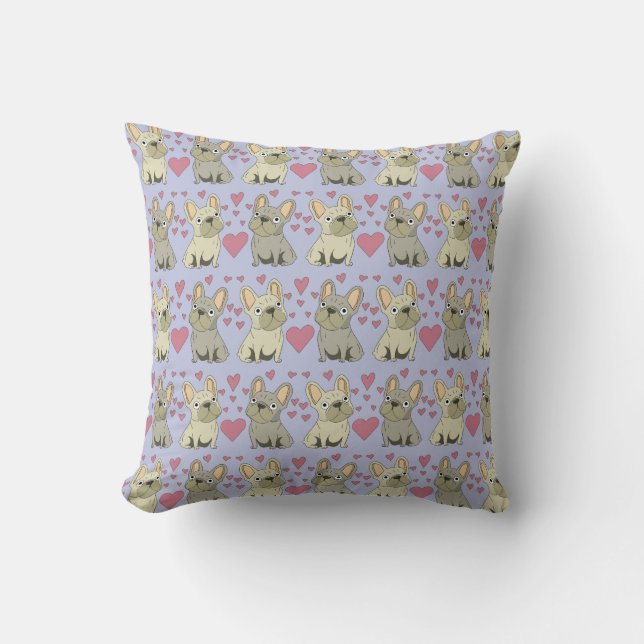 Pale Purple Dog Throw Pillow (Front)