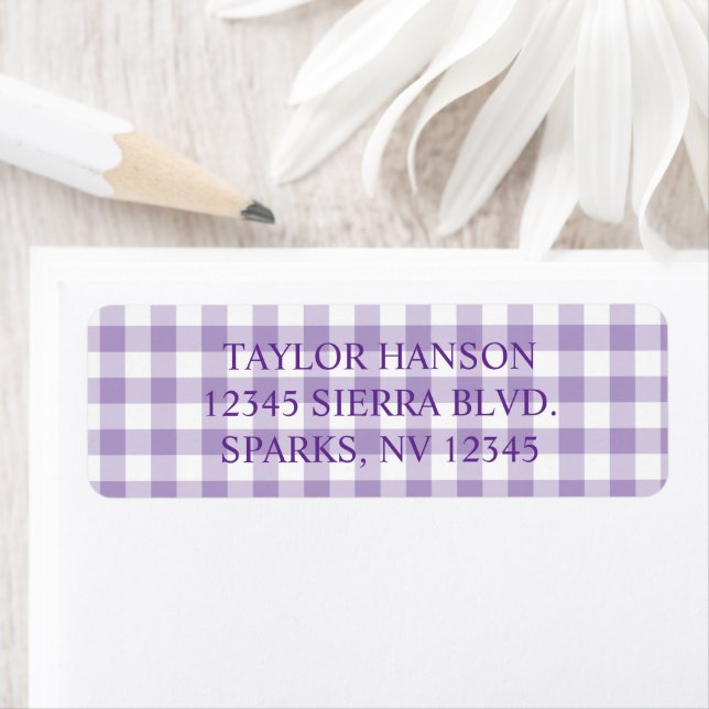 Pale Purple Farmhouse Gingham Plaid Label (Insitu)