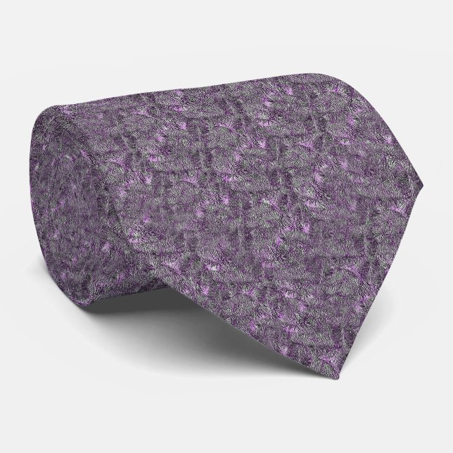 Pale Purple Fern Art Pattern  Neck Tie (Rolled)
