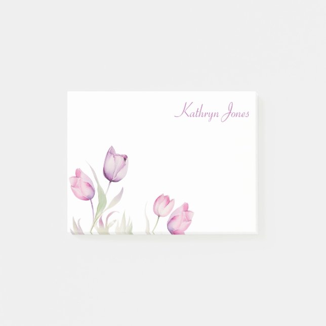 Pale Purple Floral Tulip  Post-it Notes (Front)