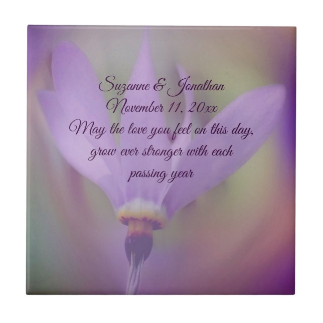 Pale Purple Flower Personalized Wedding  Ceramic Tile (Front)