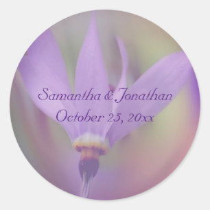 Pale Purple Flower Wedding Personalized Classic Round Sticker