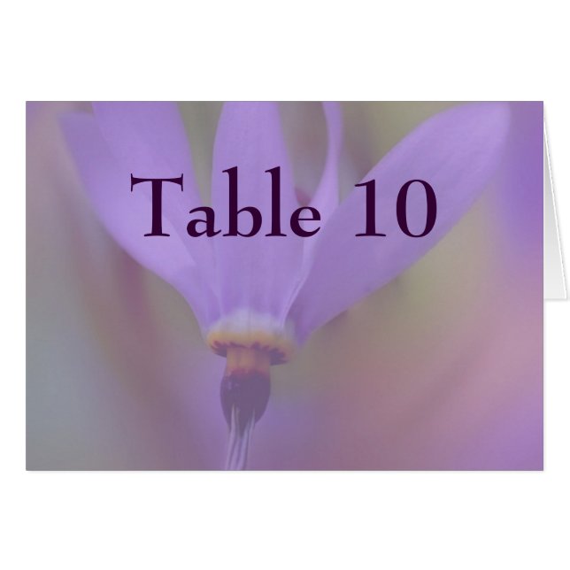 Pale Purple Flower Wedding Table Number Card (Front Horizontal)
