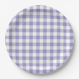 Pale Purple Gingham Check Paper Plates