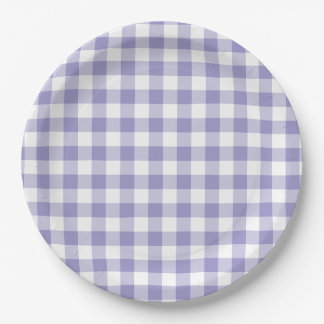 Pale Purple Gingham Check Paper Plates
