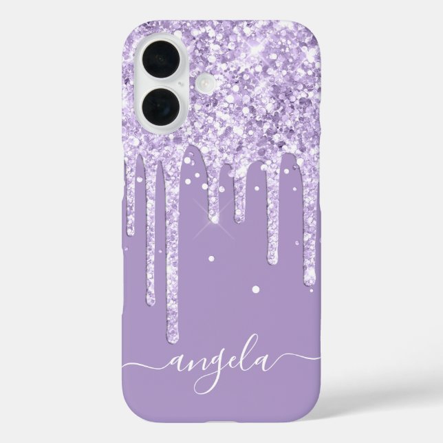 Pale Purple Glitter Drips Glam Signature Case-Mate iPhone Case (Back)
