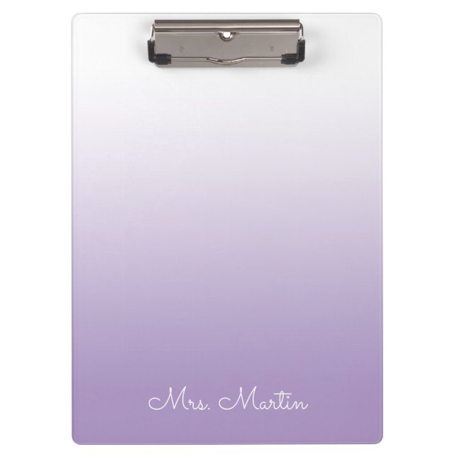 Pale Purple Gradient Personalized Teacher Clipboard (Front)