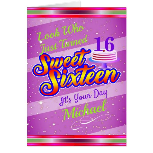 PALE PURPLE GREEN RED EDITABLE Sweet 16 Birthday