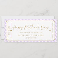 Pale Purple Happy Mother's Day Gift Voucher Card