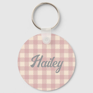 pale purple lilac lanvander gingham checked plaid keychain