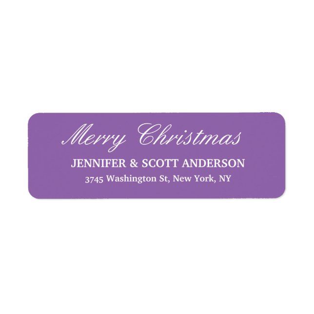 Pale Purple Merry Christmas Message Family Sheet Label (Front)
