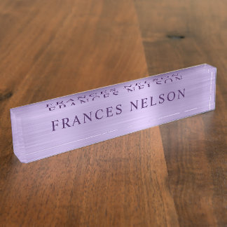 Pale Purple Metallic Look Stylish Serif Desk Name Plate