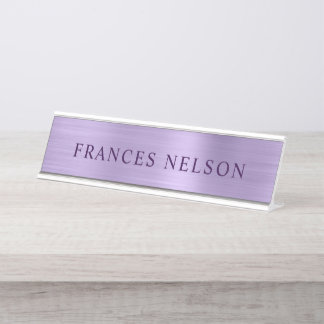 Pale Purple Metallic Look Stylish Serif Desk Name Plate