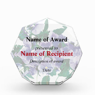 Pale Purple Pansies Acrylic Award
