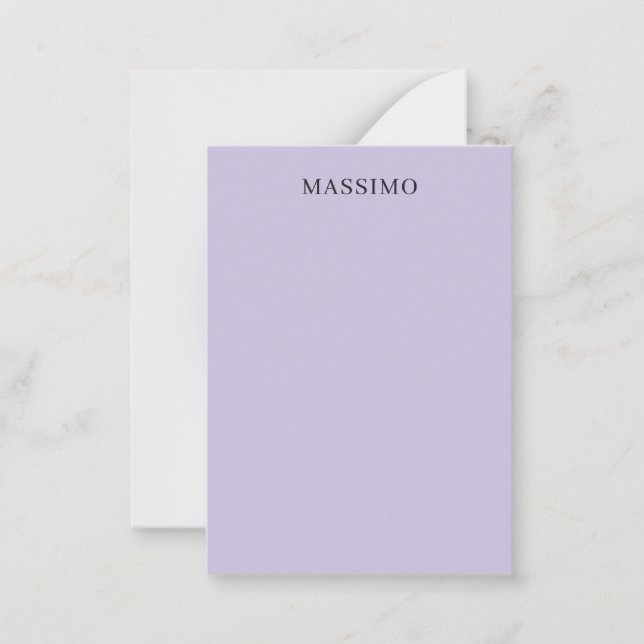 Pale Purple Professional Unique Classical Own Name Note Card (Front)