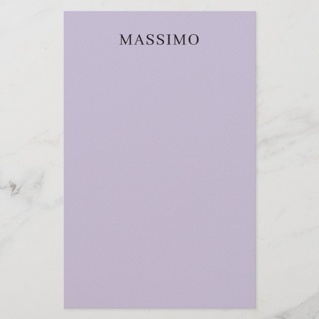 Pale Purple Professional Unique Classical Own Name Stationery (Front)