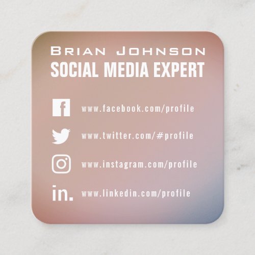 Pale purple red blue style professional cover square business card