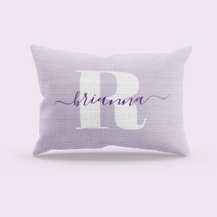 Pale Purple Script Name Bold Monogram Accent Pillow