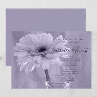 Pale Purple Tinted Daisy Engagement Party Invitation