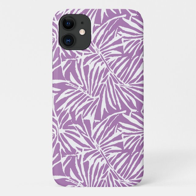 Pale Purple Tropical Leaf Repeating Pattern Case-Mate iPhone Case (Back)