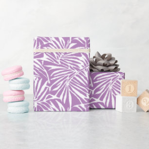 Pale Purple Tropical Leaf Repeating Pattern Wrapping Paper