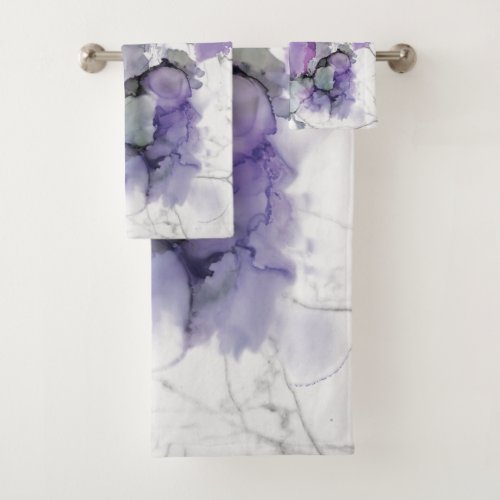 Pale Purple Watercolor Abstract Bathroom Towel Set