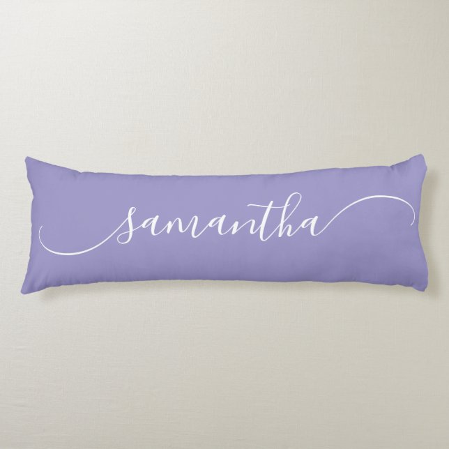 Pale Purple White Classy Curved Swash Signature Body Pillow (Front)