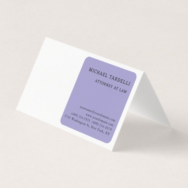 Pale Purple White Minimalist Classical Business Card (Front)