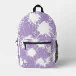 Pale Purple &amp; White Paint Splatter Design  Printed Backpack
