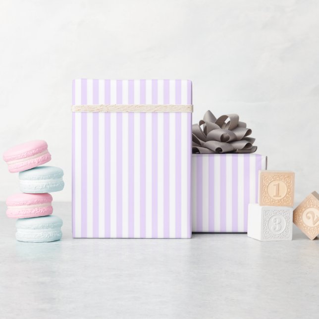 Pale Purple & White Stripes Wrapping Paper (Baby Shower)