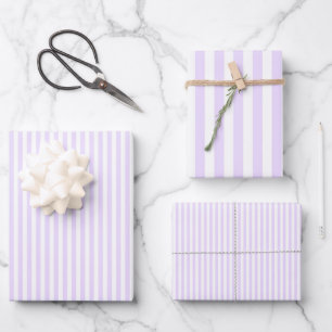 Pale Purple & White Stripes Wrapping Paper Sheets
