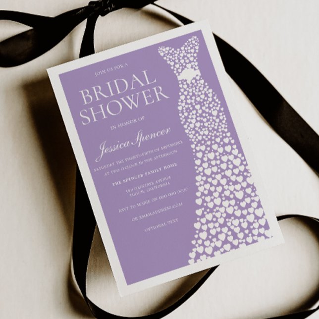 Pale Purple & White Wedding Dress Bridal Shower Invitation (Creator Uploaded)