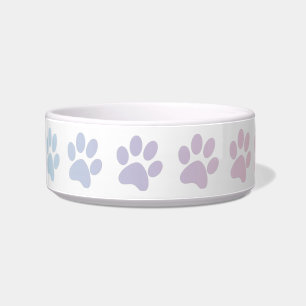 Pale Rainbow Color Paw Print (Footprint) Bowl