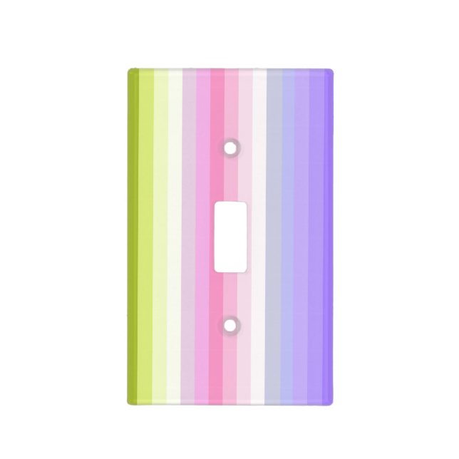 Pale Rainbow Stripes Bath Decor Light Switch Cover (Front)