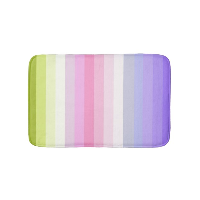 Pale Rainbow Stripes Bath Decor Mat (Front)