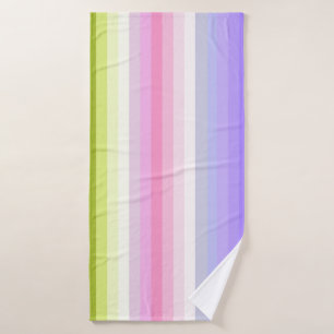 Pale Rainbow Stripes Bath Decor Towel