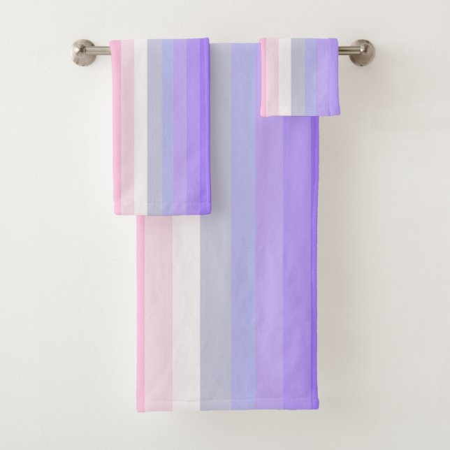 Pale Rainbow Stripes Bath Decor Towel Set (Insitu)