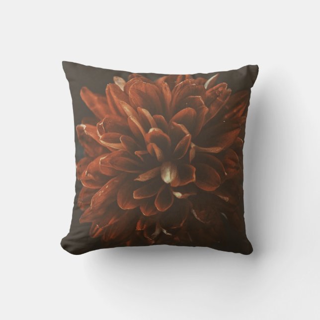 Pale Red Chrysanthemum Flower Cushion Throw Pillow (Front)