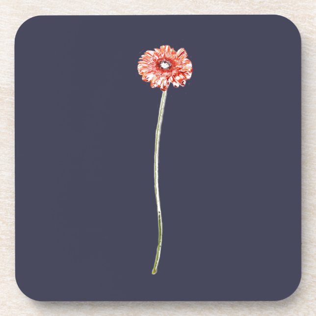 Pale Red Gerbera Flower Beverage Coaster (Front)