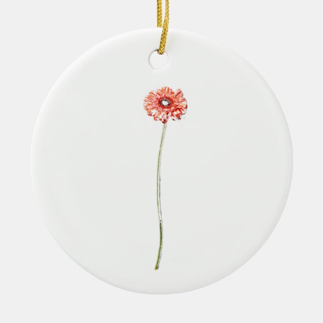 Pale Red Gerbera Flower Ceramic Ornament (Front)