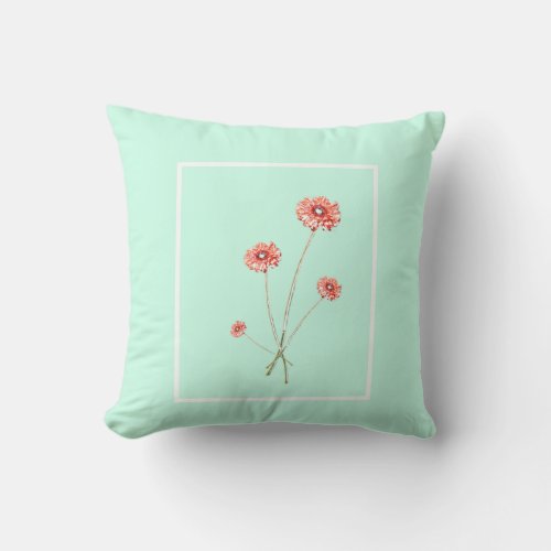 Pale Red Gerbera Flower Frame Cushion