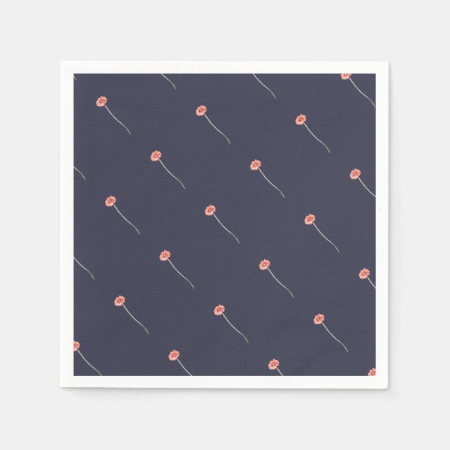 Pale Red Gerbera Flower Napkins (Front)