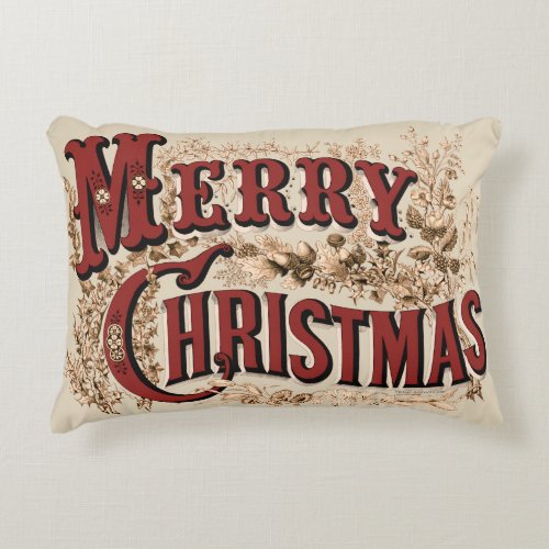 Pale Red Gold Country Style Merry Christmas Pillow